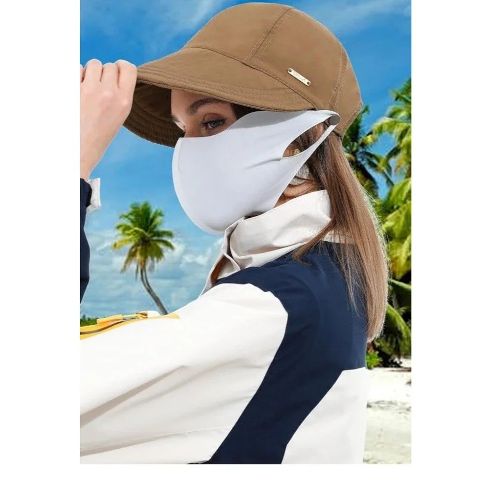 Women Sun Hat Wide Brim UV Protect Foldable Beach Visor Quick Dry Ponytail Hole